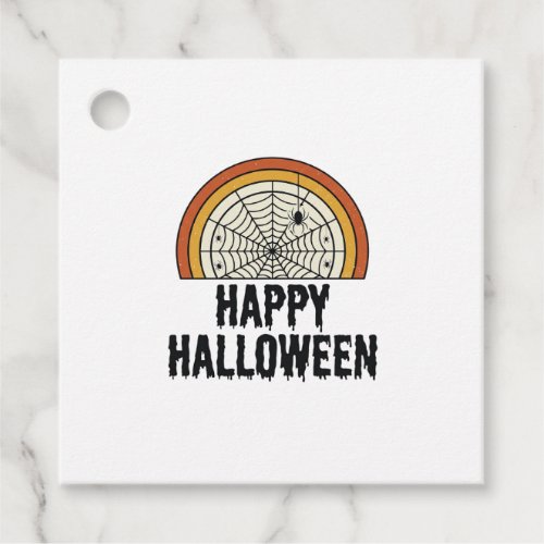 Vintage Happy Halloween Spider Web Vector Design_1 Favor Tags