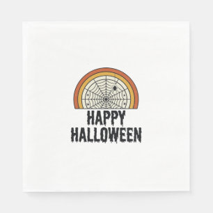 Vintage Happy Halloween Spider Web Vector Design_1 Napkins