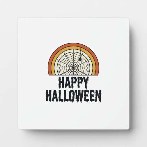Vintage Happy Halloween Spider Web Vector Design_1 Plaque