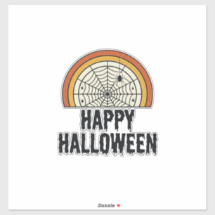 Vintage Happy Halloween Spider Web Vector Design_1 Sticker
