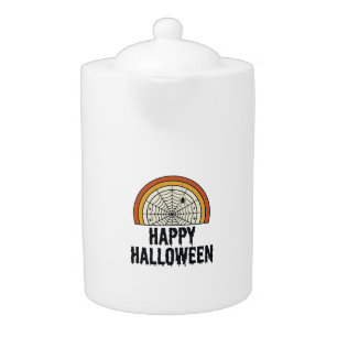 Vintage Happy Halloween Spider Web Vector Design_1 Teapot
