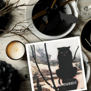Vintage Happy Halloween Spooky Cat Arthur Rackham Napkins