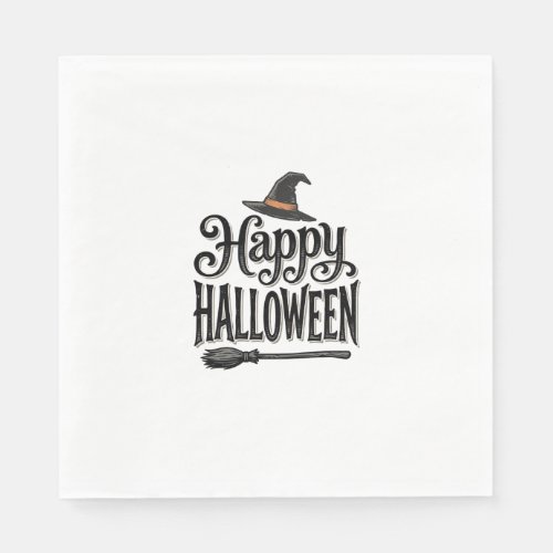 Vintage Happy Halloween Witch Hat Shirt Design_1 Napkins