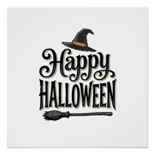 Vintage Happy Halloween Witch Hat Shirt Design_1 Poster