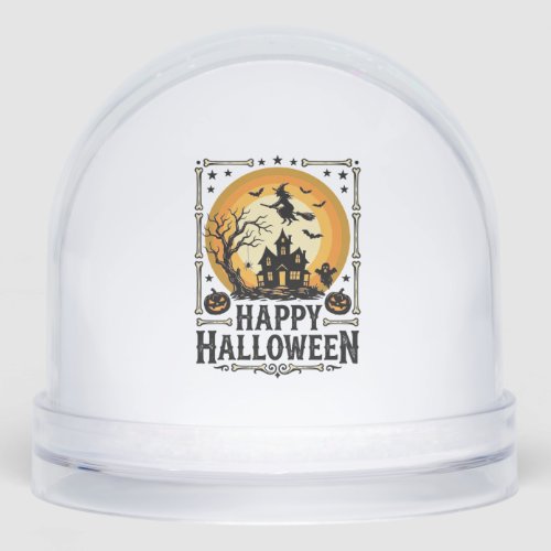 Vintage Happy Halloween Witch Moon Shirt Design_1 Snow Globe