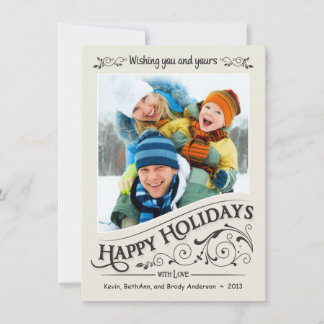 Vintage Happy Holidays Christmas Photo Card