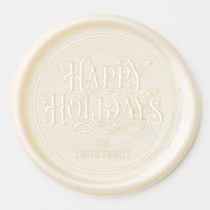 Vintage Happy Holidays Family Wax Seal Sticker