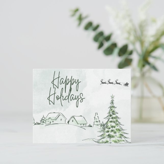 Vintage Happy Holidays Holiday Postcard (Standing Front)