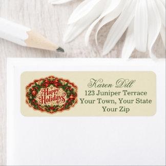 Vintage Happy Holidays Label