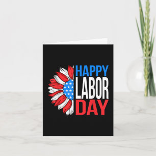 Vintage Happy Labor Day Patriotic Sunflower Labor  Card