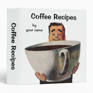 Vintage Happy Man Drinking Giant Cup of Coffee Binder