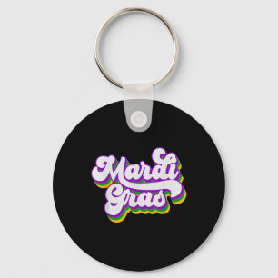 Vintage Happy Mardi Gras Beads Masquerade Costume Keychain