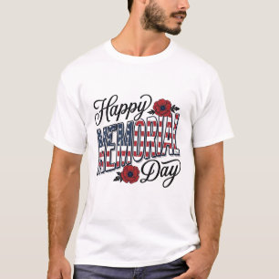 Vintage Happy Memorial Day Poppy Flag Shirt Design