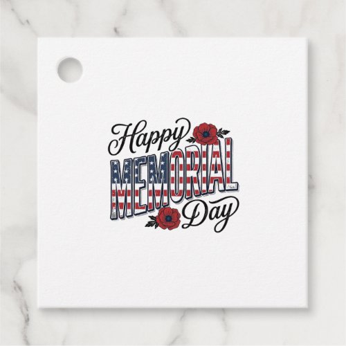 Vintage Happy Memorial Day Poppy Flag Shirt Design Favor Tags
