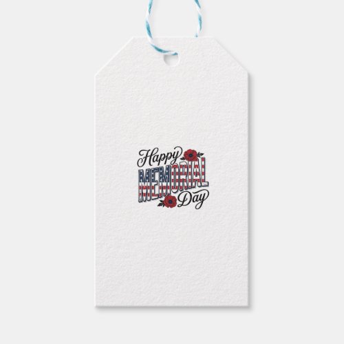 Vintage Happy Memorial Day Poppy Flag Shirt Design Gift Tags