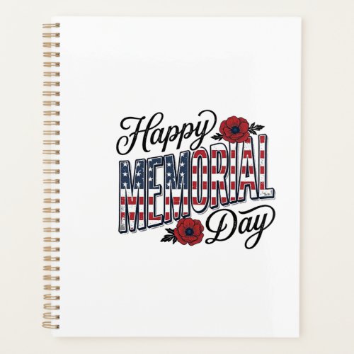 Vintage Happy Memorial Day Poppy Flag Shirt Design Planner