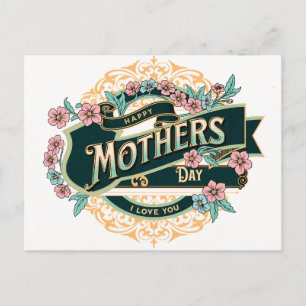 Vintage Happy Mother's Day Colorful Floral Flowers Postcard