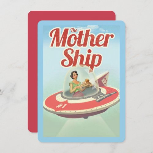Vintage Happy Mothers Day MotherShip And Cookies Holiday Card