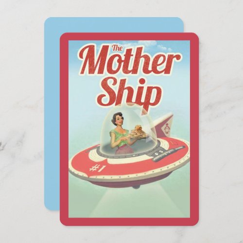 Vintage Happy Mothers Day MotherShip And Cookies Holiday Card