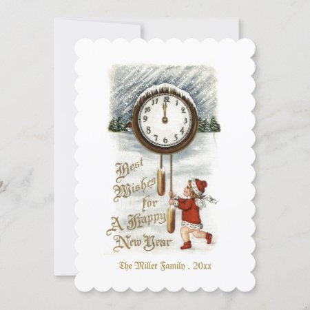 Vintage Happy New Year Greeting Holiday Card