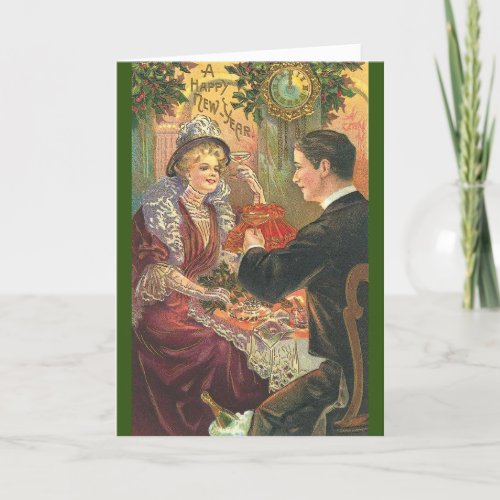 Vintage Happy New Year Holiday Greeting Card