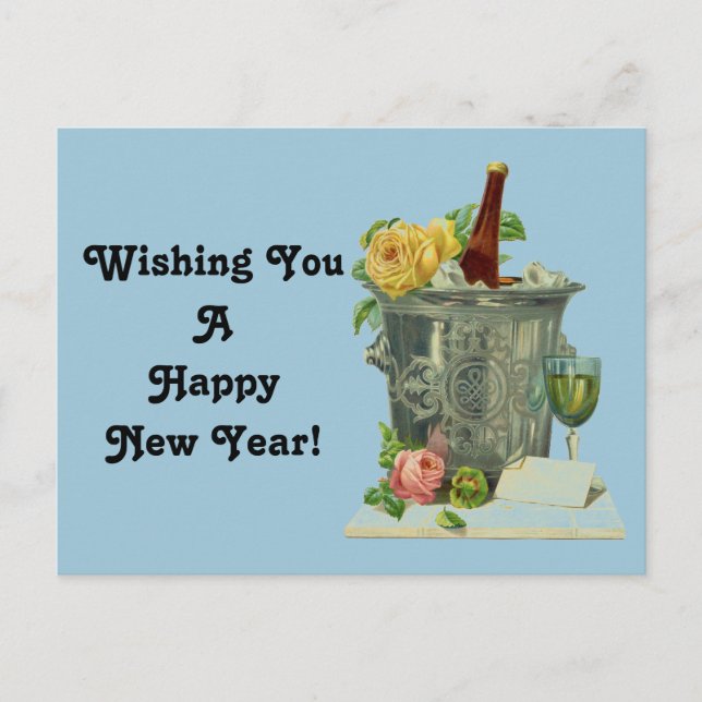 Vintage Happy New Year Holiday Postcard (Front)