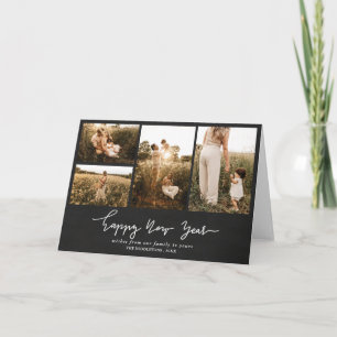 Vintage Happy New Year Script Multi Photo Card