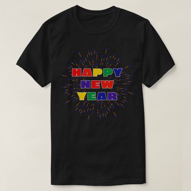 Vintage Happy New Year T-Shirt (Design Front)