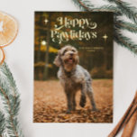 Vintage Happy Pawlidays Dog Photo Christmas Foil Holiday Card<br><div class="desc">Vintage and minimalistic holiday card for a people with a pet featuring real foil lettering that says "happy pawlidays" with stars.</div>