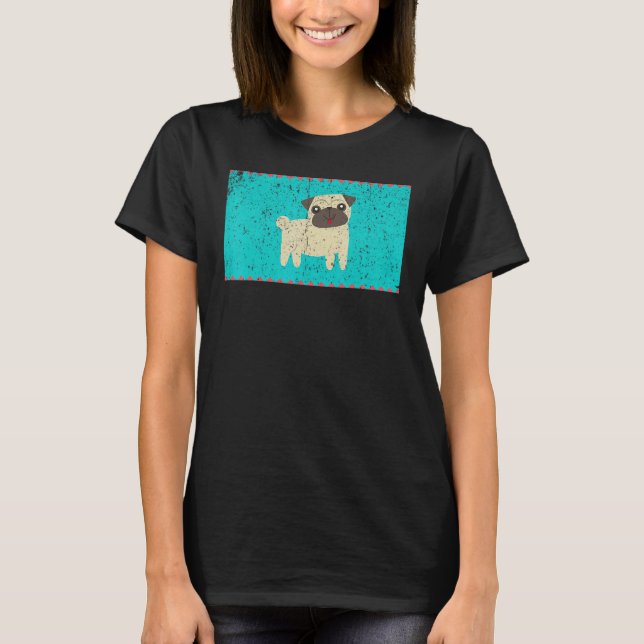 Vintage Happy Pug Face Mask T-Shirt (Front)