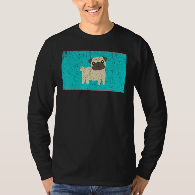 Vintage Happy Pug Face Mask T-Shirt (Front)