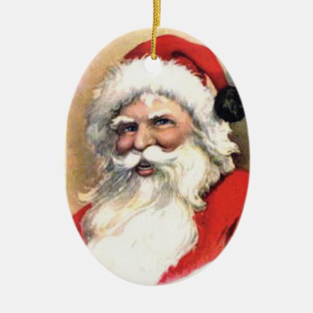Vintage Happy Santa Ornament (Front)