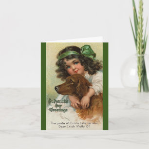 Vintage Happy St. Patrick's Day Cute Irish Girl  Card