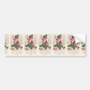 Vintage Happy St Patricks Day Shamrock Champagne Bumper Sticker