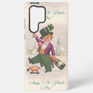 Vintage Happy St Patricks Day Shamrock Champagne Samsung Galaxy S22 Ultra Case