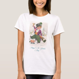 Vintage Happy St Patricks Day Shamrock Champagne T-Shirt