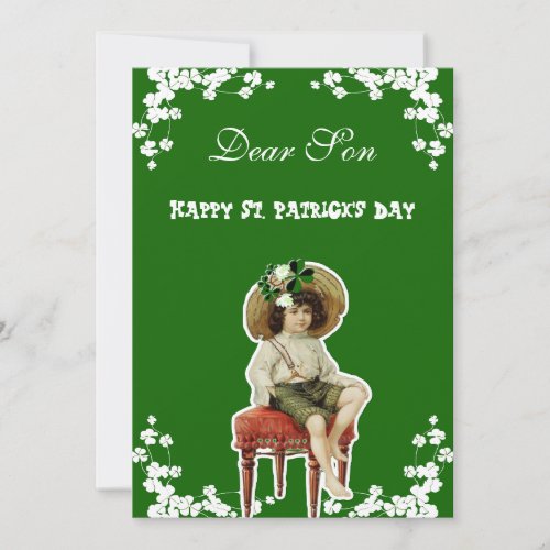Vintage Happy St Patricks Day Son Grandson Irish Holiday Card