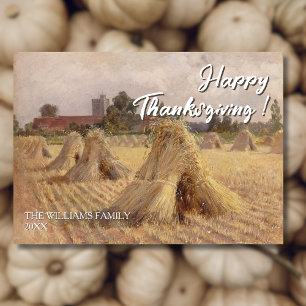 Vintage Happy Thanksgiving Corn Stooks Bray Church Card
