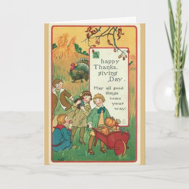 Vintage - Happy Thanksgiving Day, Holiday Card
