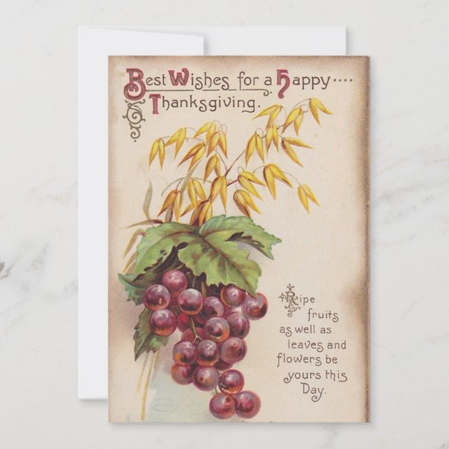 Vintage Happy Thanksgiving Holiday Card (Front)