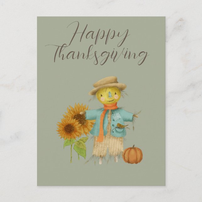 Vintage happy thanksgiving Holiday Postcard  (Front)