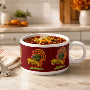Vintage Happy Thanksgiving Turkey Chili Bowl