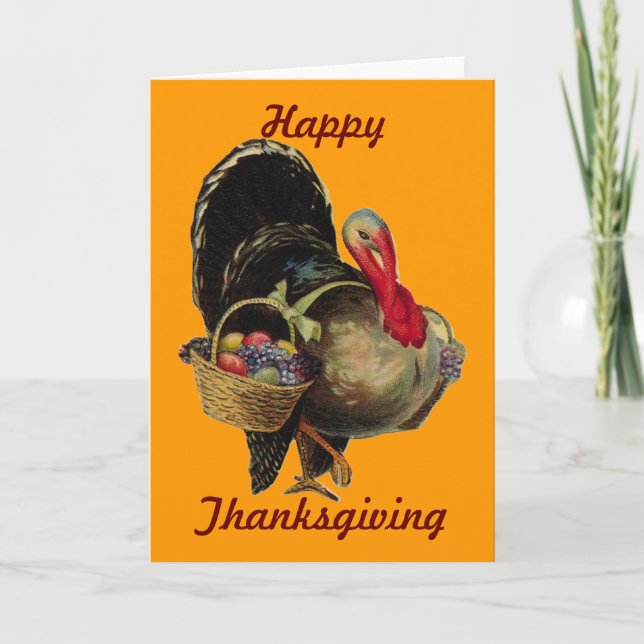 Vintage Happy Thanksgiving Turkey Greeting Card (Front)