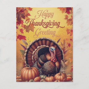 Vintage Happy Thanksgiving Turkey Greeting Holiday Postcard