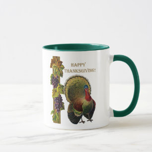 Vintage Happy Thanksgiving Turkey Mug