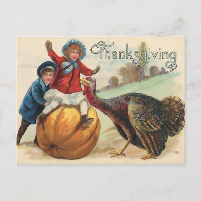 Vintage Happy Thanksgiving Turkey Postcard (Front)