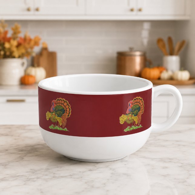 Vintage Happy Thanksgiving Turkey Soup Mug (Vintage Happy Thanksgiving Turkey Soup Mug)