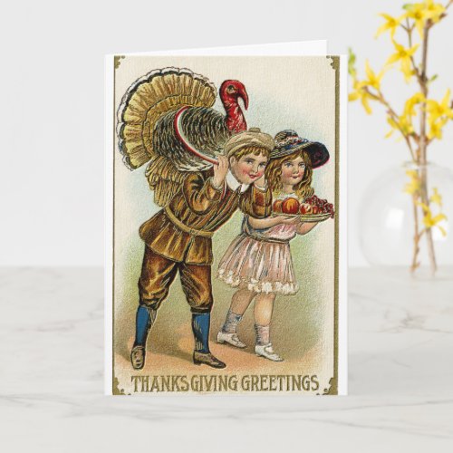 vintage happy thanksgiving watercolor card