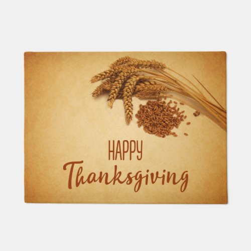 Vintage Happy Thanksgiving Wheat Corn Doormat