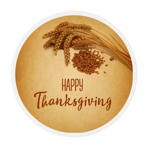 Vintage Happy Thanksgiving Wheat Corn Edible Frosting Rounds